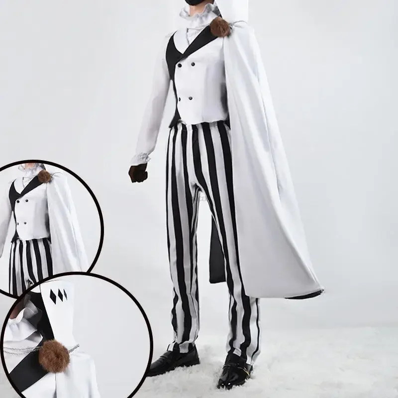 Nikolai Gogol Cosplay Costume Bungo Stray Dogs Season 4 White Black UniformUniform The Decay of The Angel Men Set Halloween Wig