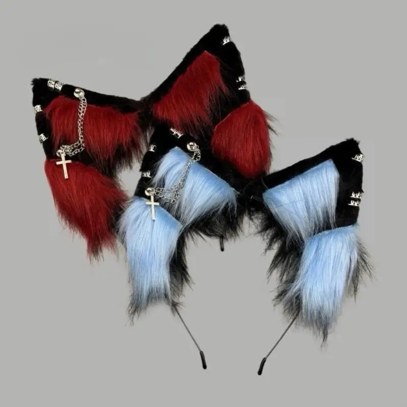 Y3ne Furry Animal Ear Headpiece Halloween Cosplay Accessoire Soft Alimable Bandbands Hair Ornement pour les enfants adultes