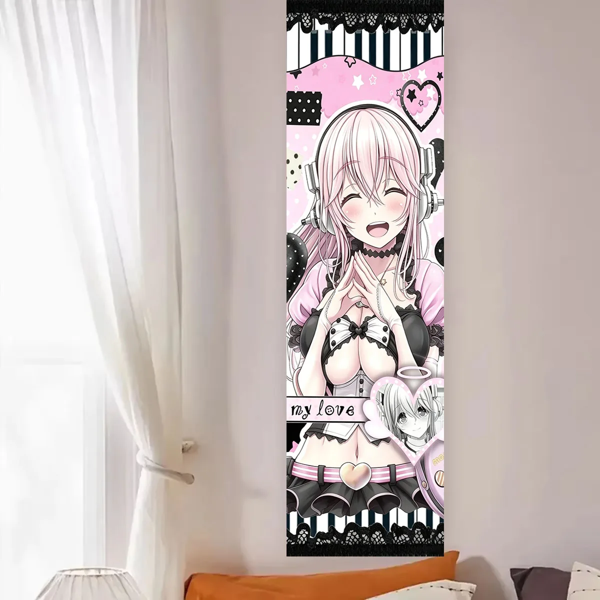 VIKAMA Kawaii Cute Sonico Background Cloth Long Tapestry Suitable For Home Bedroom Dorm Wall Decoration Perfect Gift For Friends