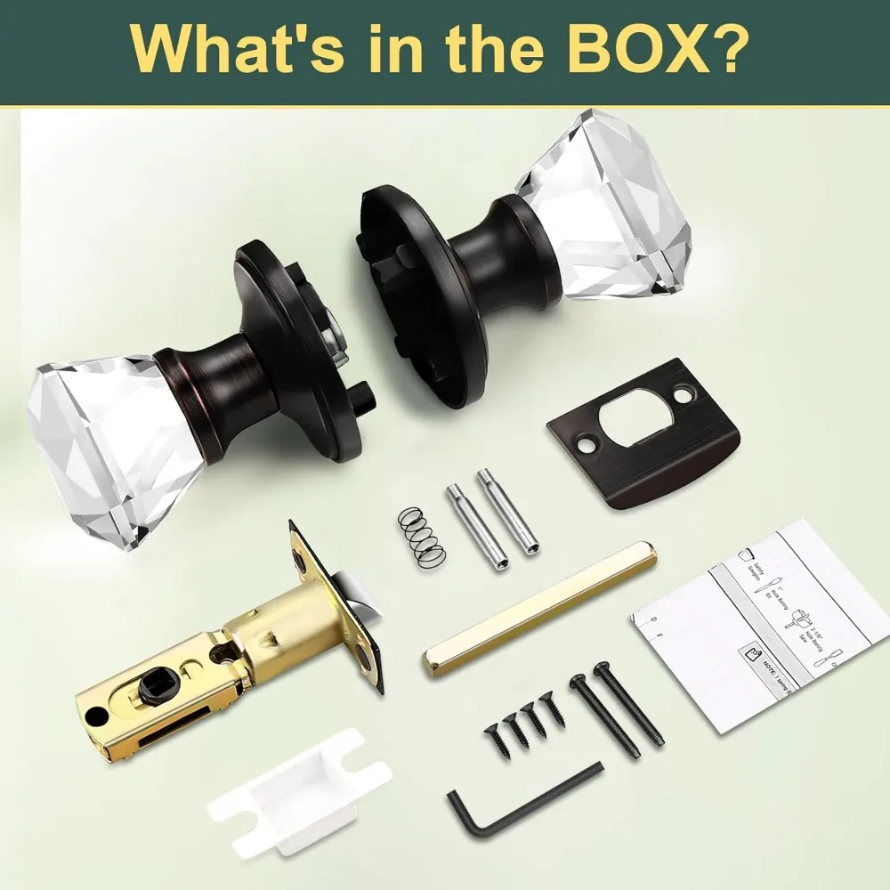 مقابض أبواب مكونة من 6 قطع من الكريستال الشفاف، أجهزة أبواب داخلية من البرونز المطلي بالزيت، مقابض مرور زجاجية فريدة للديكور المستوحى #6