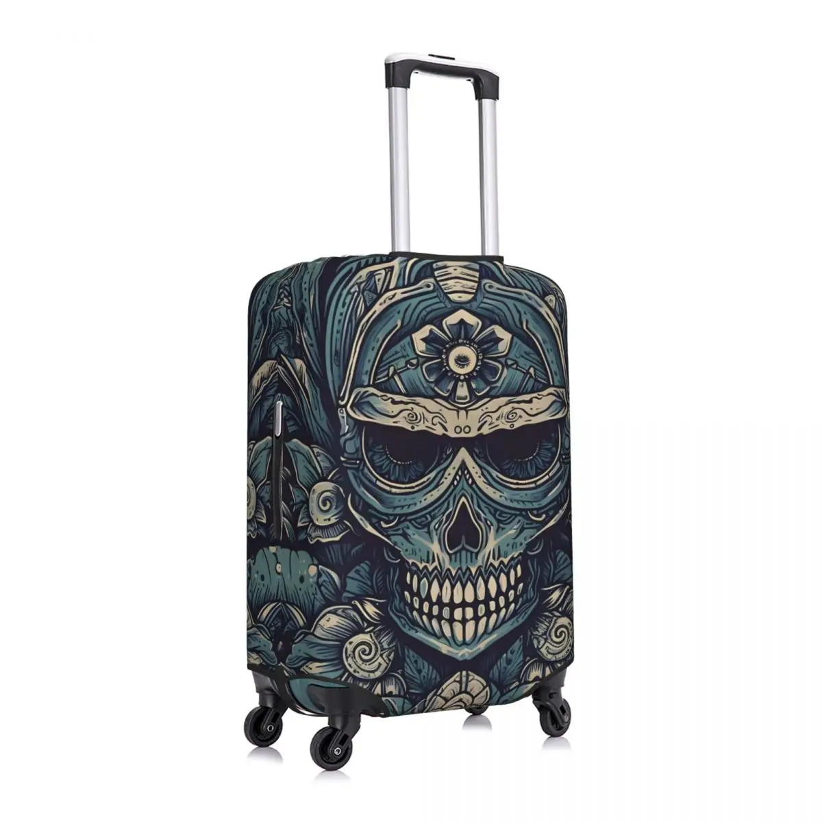 Gothic Print Suitcase Cover Holiday Blue Skull Elastic Luggage Case Travel Protection