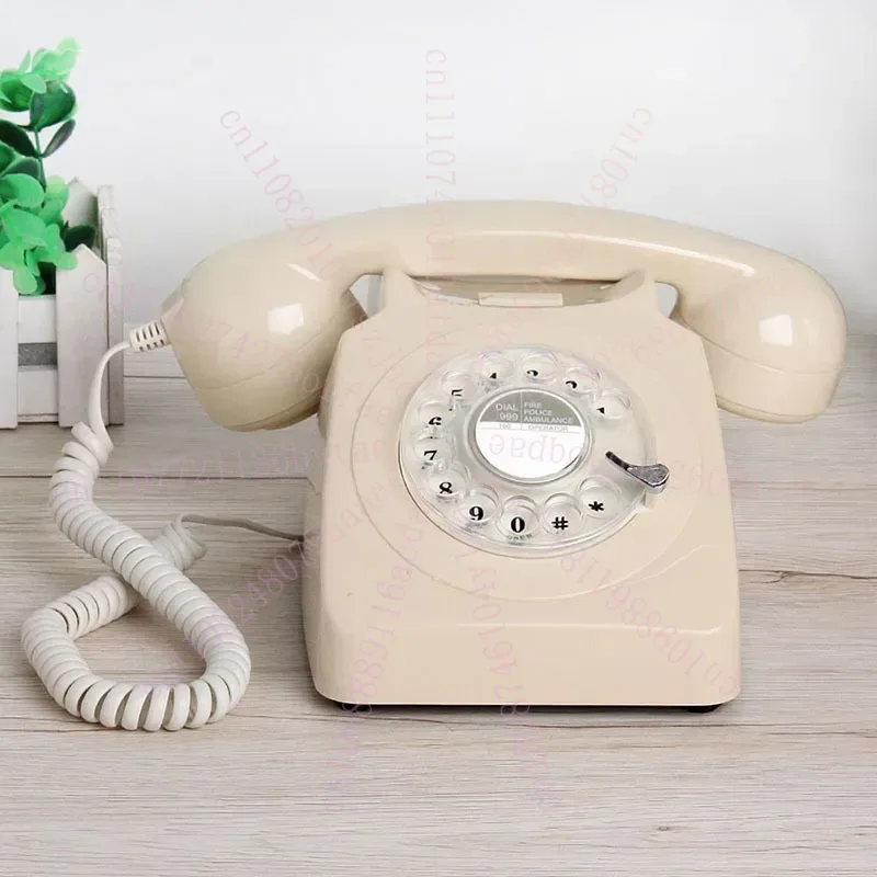 

Retro Style Wired Fixed Old-fashioned Rotary Dialing Phone Portable Office Hotel Fixed Telephone Portable