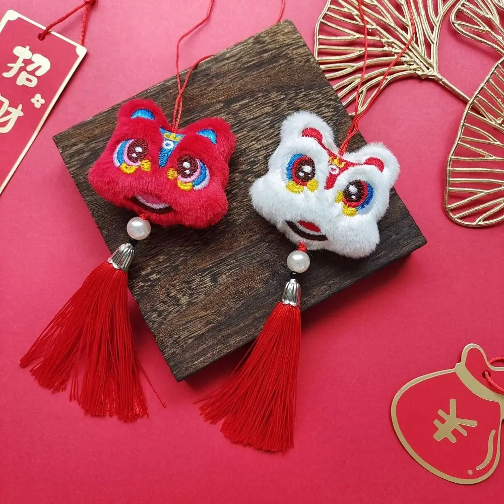 Chinese Style Lion Dance Tassels Pendant Cartoon Lucky 2025 New Year Zodiac Plush Doll Traditional Hanging