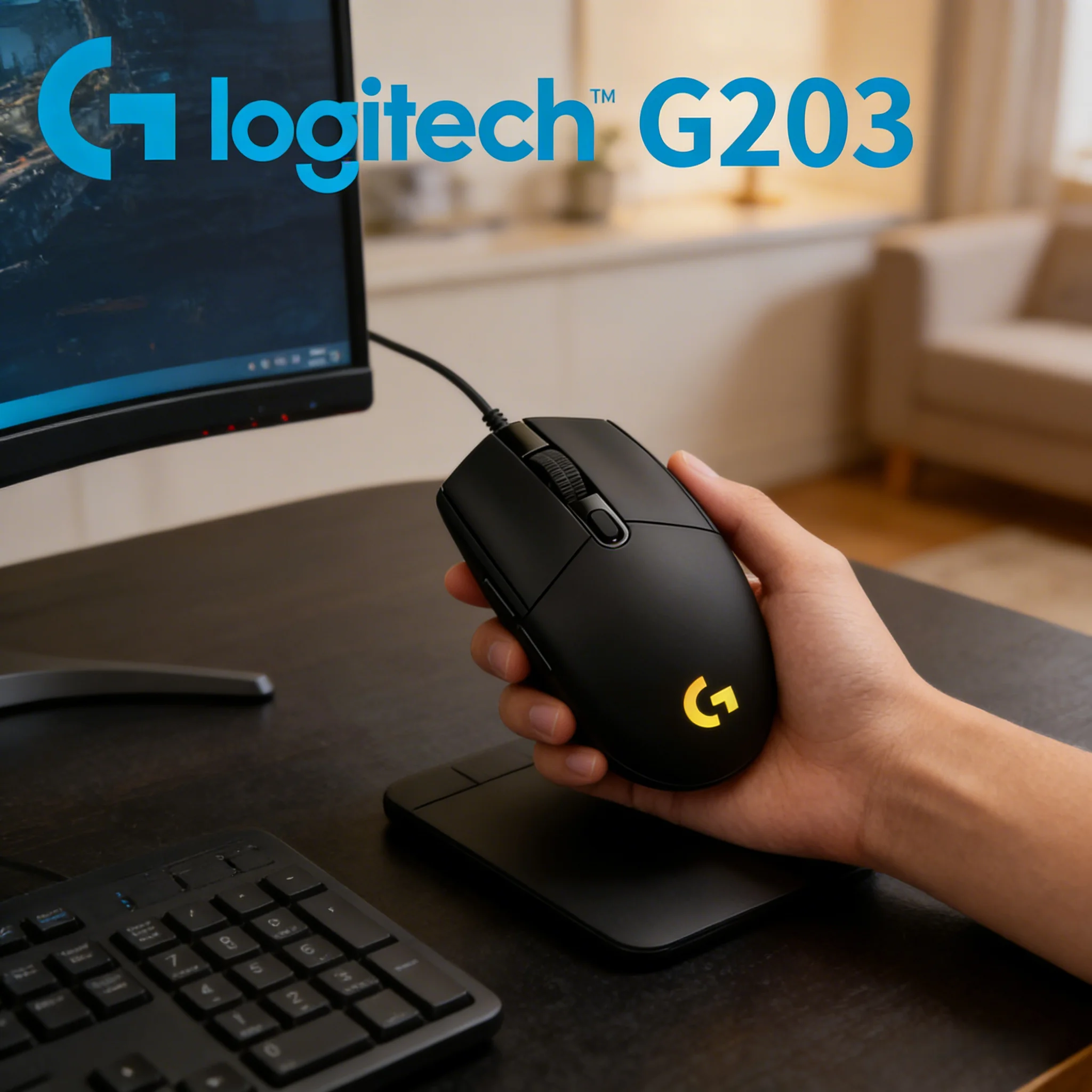 

Logitech G203 Black Wired Gaming Mouse LIGHTSYNC RGB 8000DPI 6 Programmable Buttons 85g Lightweight for PC Laptop FPS Gamer
