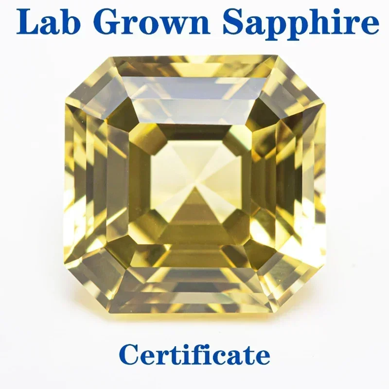 

Top Lab Grown Sapphire Square Chamfer Cut yellow Color VVS1 Selectable AGL Certificate Charms DIY for Jewelry Making Materials