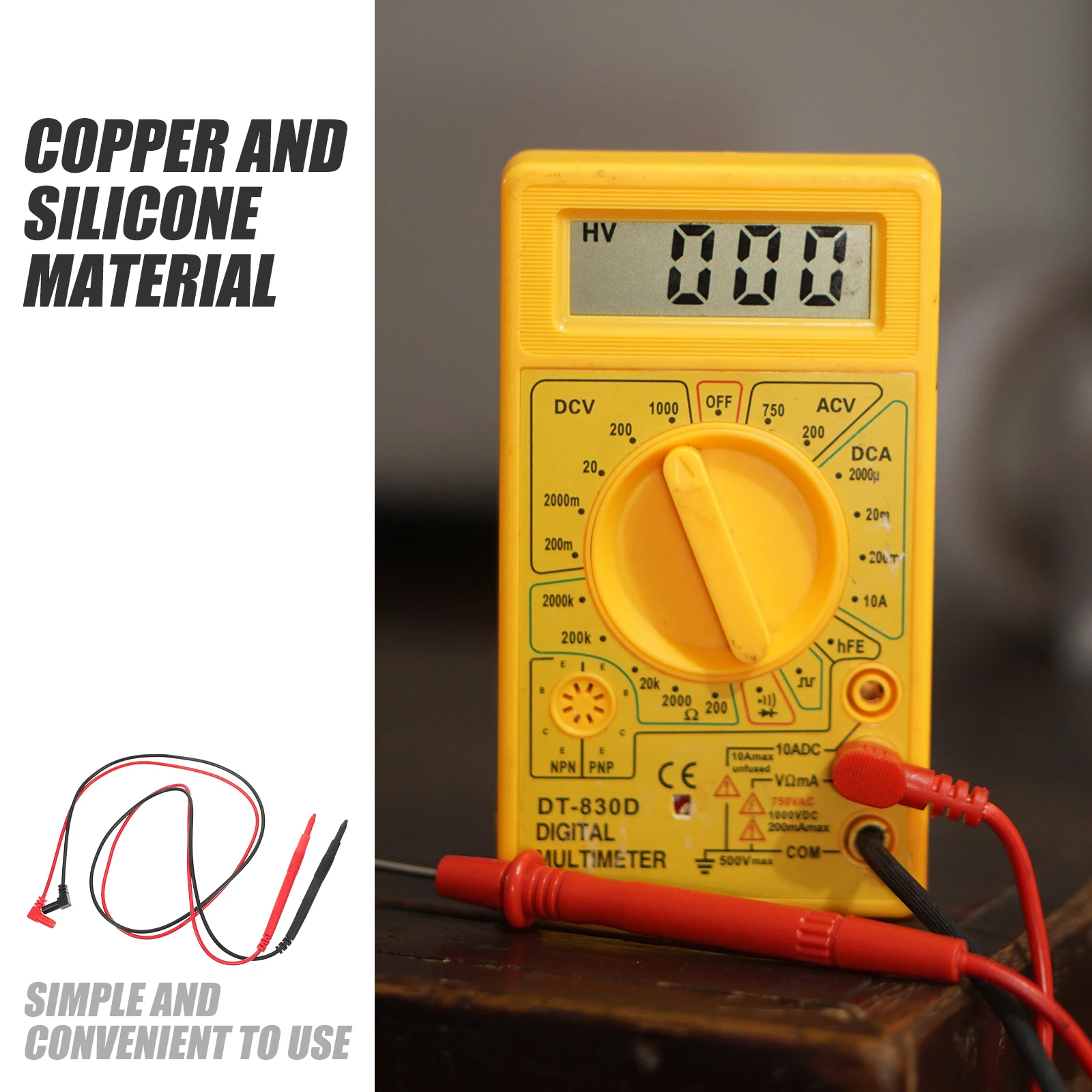 

1 set 1 Set Multimeter Test Lead 1000V 10A Copper Silicone Leads For Volt Meter Multi Meter Probe Test Probes Digital Multimeter