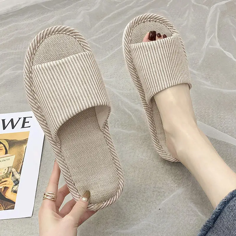 Hemp Slippers Women Shoes Non-Slip Wear-Resistant Lightweight Comfortable Slippers Men Shoes Personalized Deodorization