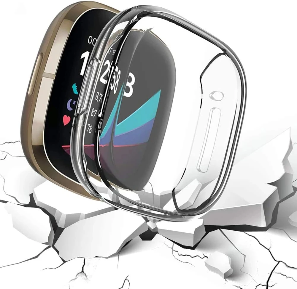 Screen Protector Case For Fitbit Versa 4 Soft TPU Screen Protector Cover For Fitbit Versa 3/Sense/Sense 2 Protective Cover Shell