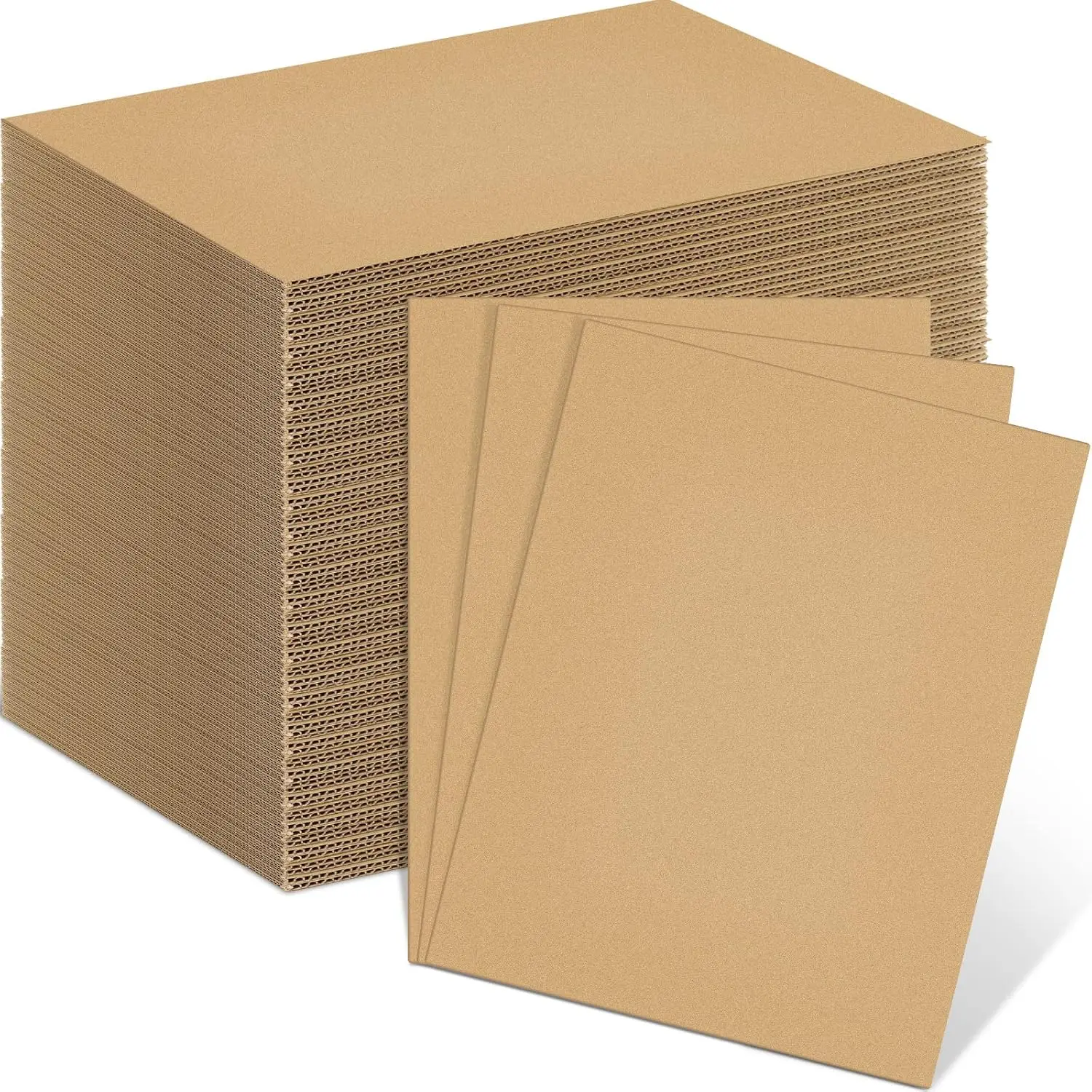 

110 Pack 11x8.5 Inch Corrugated Cardboard Sheets, Flat Packaging Inserts for Shipping, Packing, Mailing, Crafts in Brown