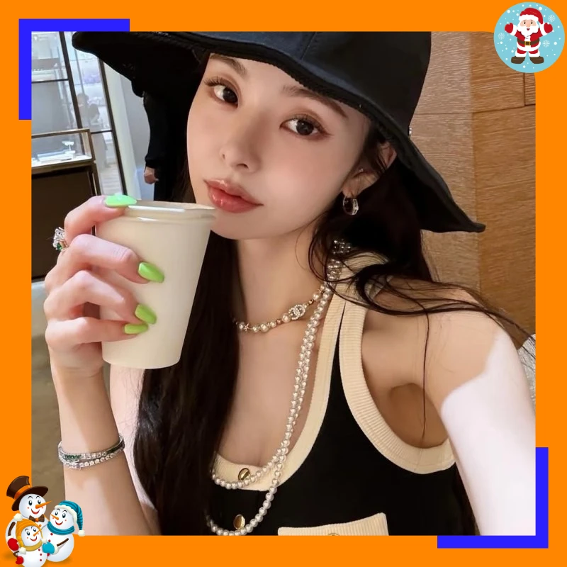 French Retro Pearl Star Necklace Women's High Sense Light Luxury Internet Celebrity Xiaoxiang Temperament Collarbone Chain