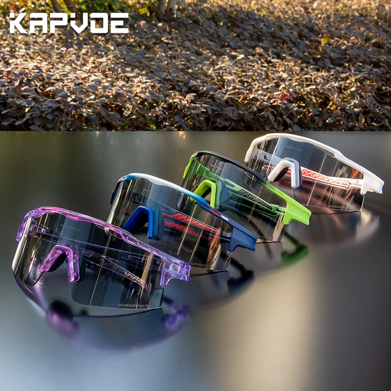 Kapvoe New Photochromic Men Women Sunglasses MTB Road Cycling Glasses Outdoor Sports Glasses UV400 Bicycle Eyewear Bike Goggles