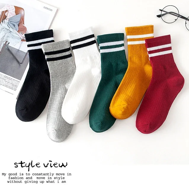 1 Pair Fashion Ankle Striped Cotton Blend Women Girls Sport Casual Sock Hosiery Soft Short Socks Street Style