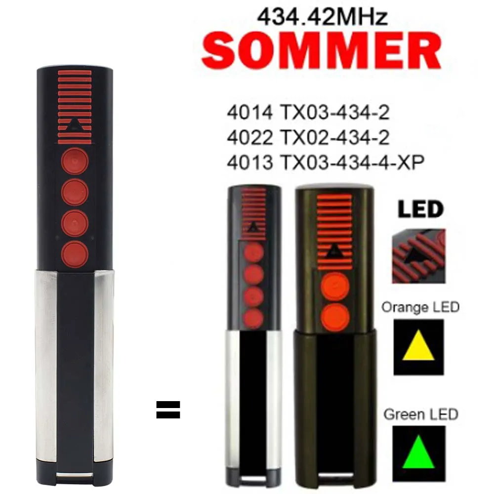 SOMMER 434MHz TX03-434-4-XP Remote Control For SOMMER 4014 TX02-434-2 4022 TX02-434-2 433.42MHz Garage Door Gate Opener Key