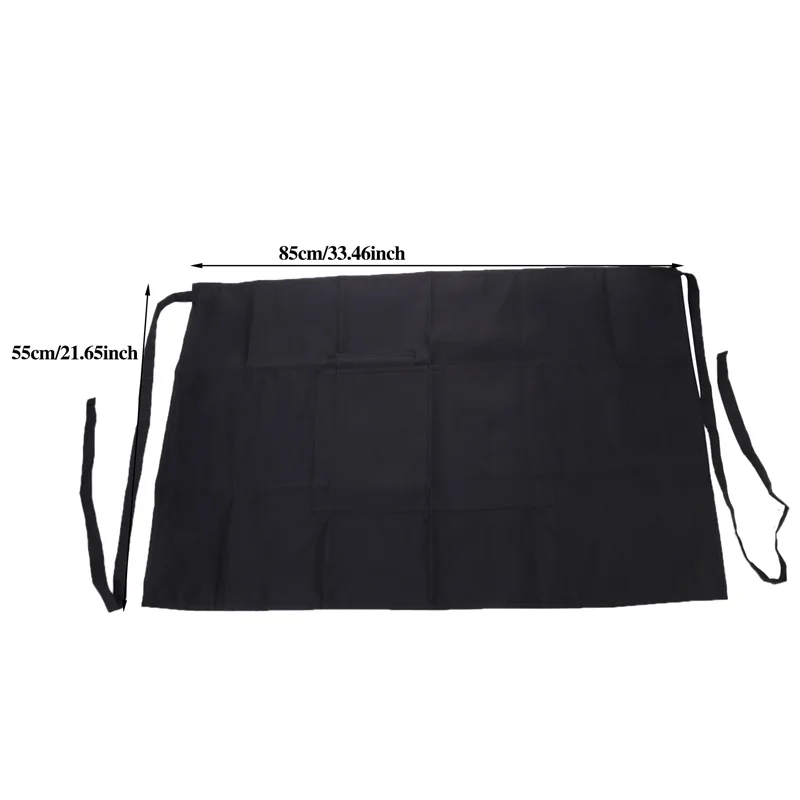 Waiter Black Apron Pocket Short Waterproof Waist Apron Catering Baking Bar Hotel Shop Chef Man Women Kitchen Cleaning Working