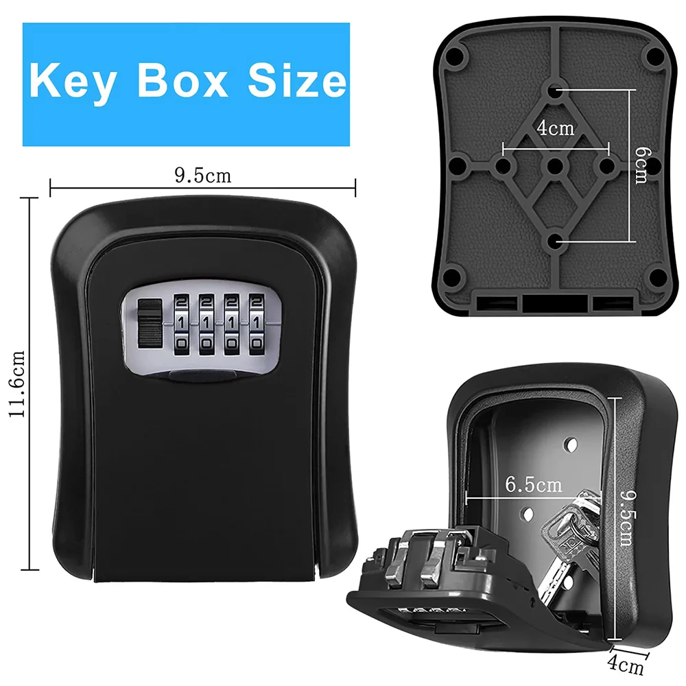 Imagem -04 - Key Lock Box para Exterior Resistente e Durável Lockbox para Casa Spare Keybox com Código Resettable para Garagem Doméstica