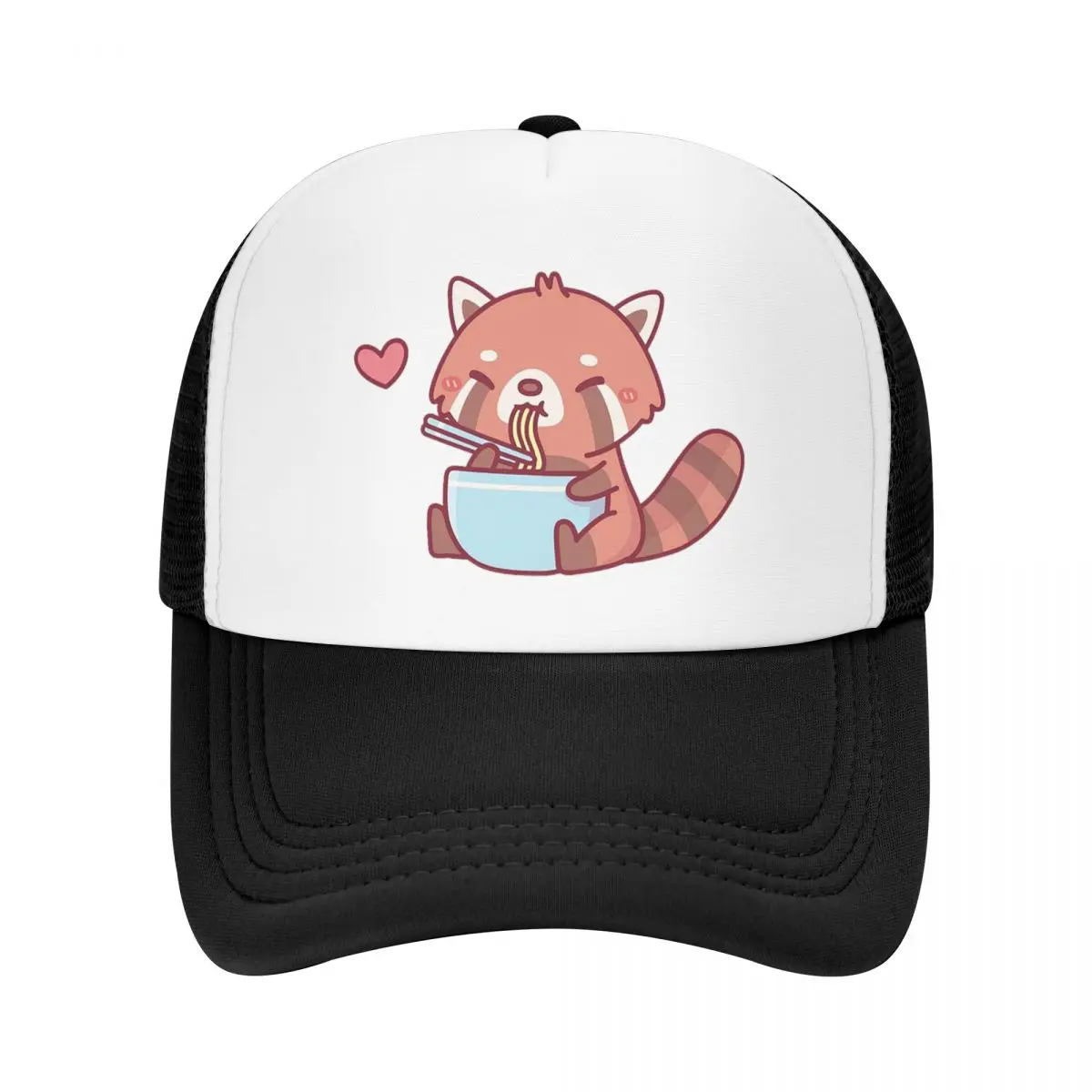 Cute Little Red Panda Eating Ramen Cap Fashion Mesh Baseball Caps Adjustable Hat Hip Hop Unisex Baseball Hats Polychromatic