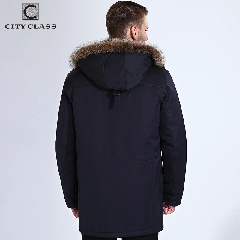 CITY CLASS Brand Men Jacket Coat Fashion New Parka Coat Winter Men Outwear Camel\'s Padding Raccoon Fur Hooded Removable for Male