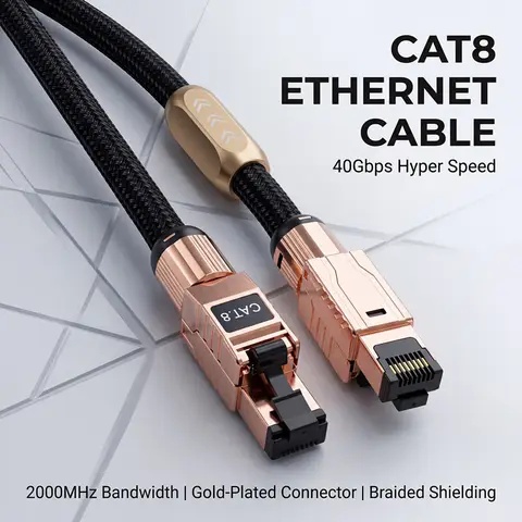 cat8 4N sterling silver  Ethernet Cable RJ45 40Gbps 2000MHz USB 3.0 A/B Audio Cable for Network Connection