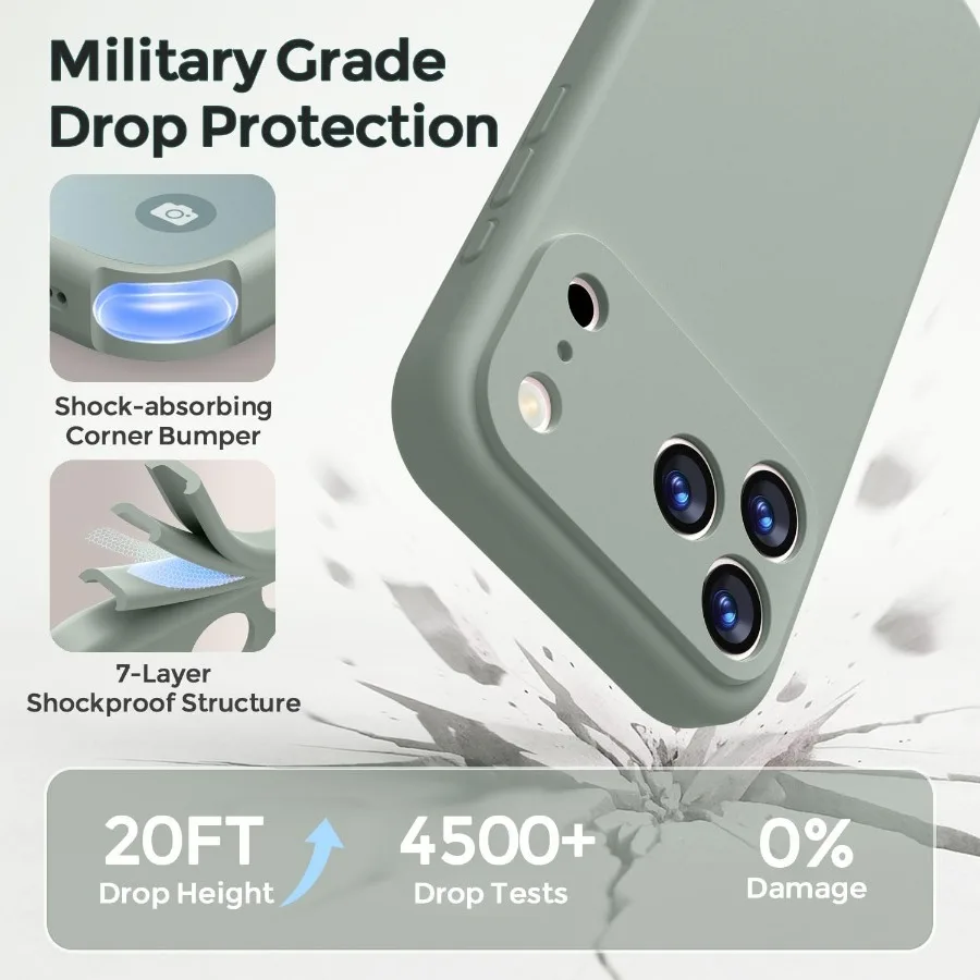 حافظة مغناطيسية لهاتف آيفون 17 برو ماكس 6.9 بوصة مع Magsafe Compatibility Premium سيليكون ساتان ناعم الملمس Slim Shockpro