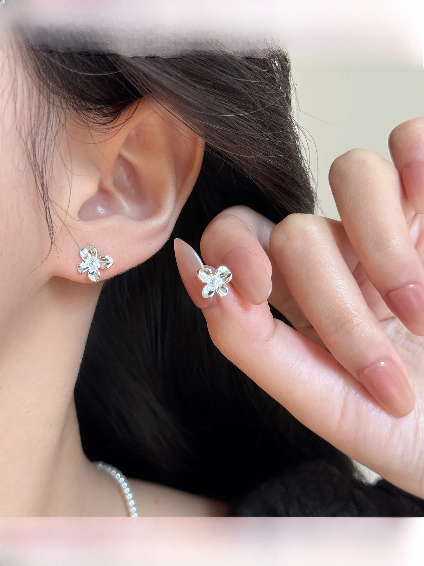 s925-pure-silver-smooth-surface-earrings-women-simple-elegance-birthday-gift-female-ear-jewelry-flower-shape-fashionable