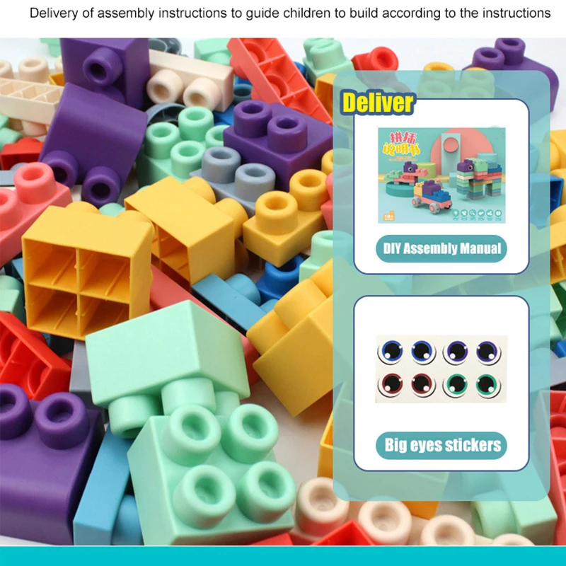 Blocs de construction 3D en plastique souple, jouet pour bébé, compatibles avec les anneaux de dentition tactiles, bricolage, blocs en caoutchouc, cadeau pour enfants, 20 ou 40 pièces