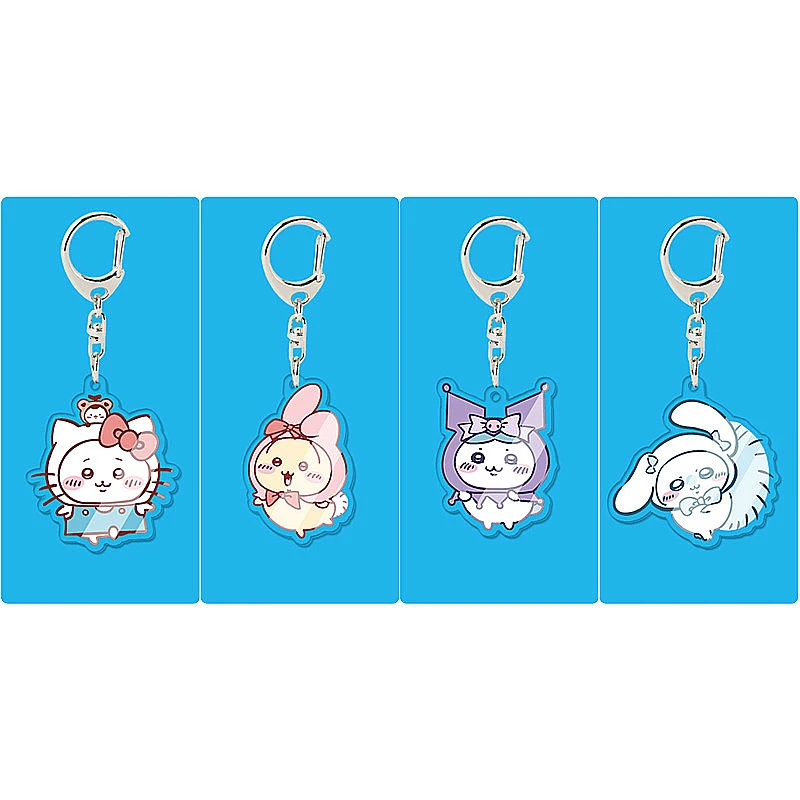 Miniso Bag Charm Accessories Anime Figures Hachiware Chiikawa Keychain Pendant Cute Cartoon Usagi Acrylic Key Ring Hang Ornament