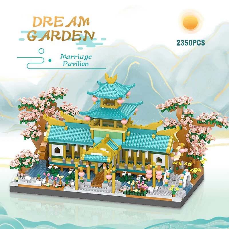 Bloques de construcción de arquitectura Retro china para niños, juguete de ladrillos para armar jardín de flores en 3D, ideal para regalo, código piezas, compatible con 2350