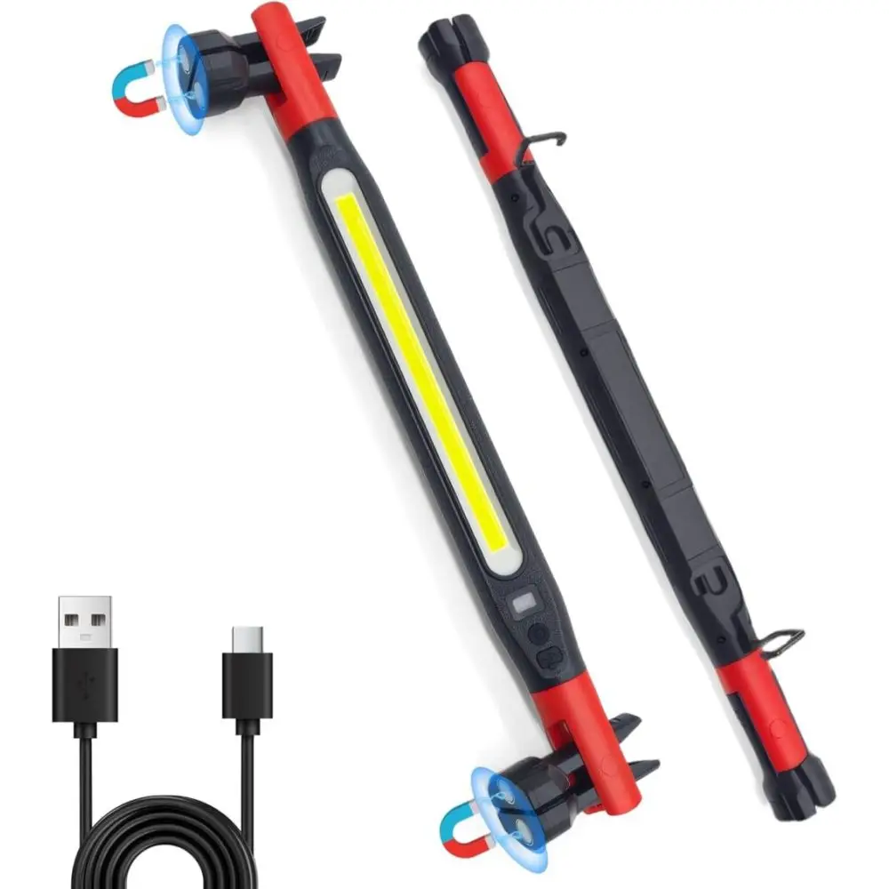 LED Magnetic Work Light Rechargeable Underhood Work Lamp With Hooks & Rotating Magnetic Base For Car Repairing Emergency