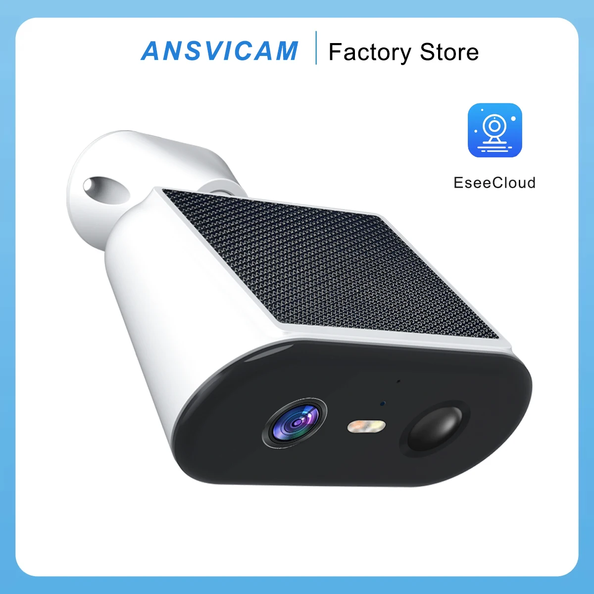 

ANSVICAM 2K Солнечная камера безопасности Беспроводная уличная беспроводная камера с батареей AI Обнаружение человека Цветная вспышка ночного видения IP66