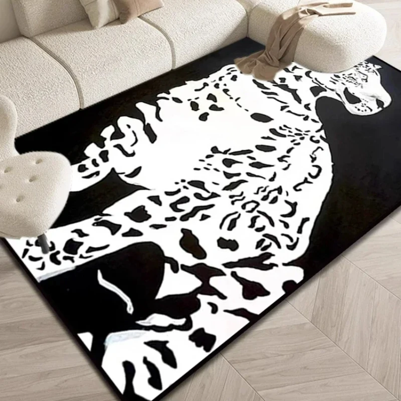 Nordic Art Pink Leopard Print Rug Home Decor Carpet for Living Room Bedside Coffee Table Non-slip Floor Mat Entrance Doormat