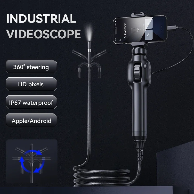 6/8mm 360° 1080P Industrial Rotary Endoscope Inspection Camera Rotation For Cars Inspection Device Android Iphone IOS Mobile