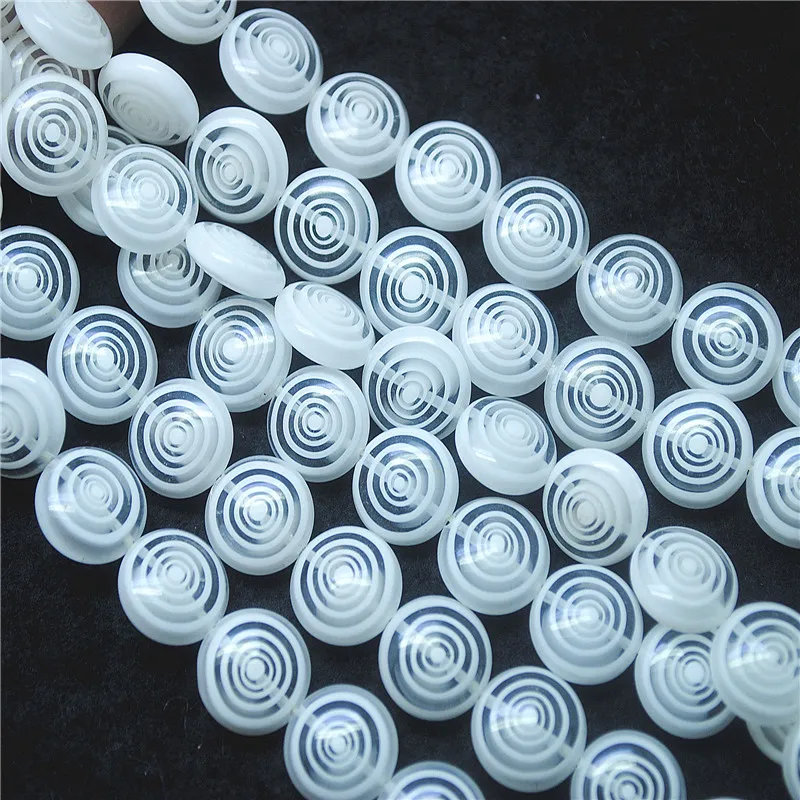 34PCS New Glass Beads 12MM Coin Shape Circel Designs For Women Bracelets Making 3 Colors Available Top Fashion Jewelry