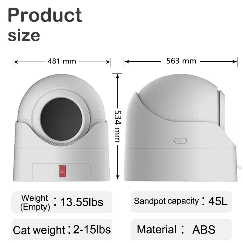 Smart Semi-Automatic Self Cleaning Cat Litter Box,Double Odor Removal for Cats from 3.5 to 15 pouds,Safety Protection Cat Litter