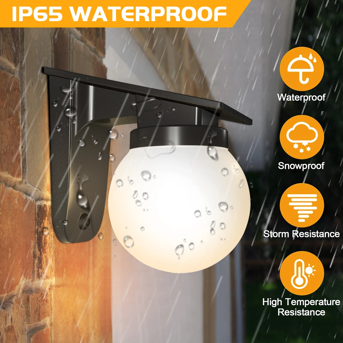 Solar Sphere Wall Lights Outdoor IP65 Waterproof Round Ball Garden Lights for Fence Patio Yard Atmosphere Pathway Decoration