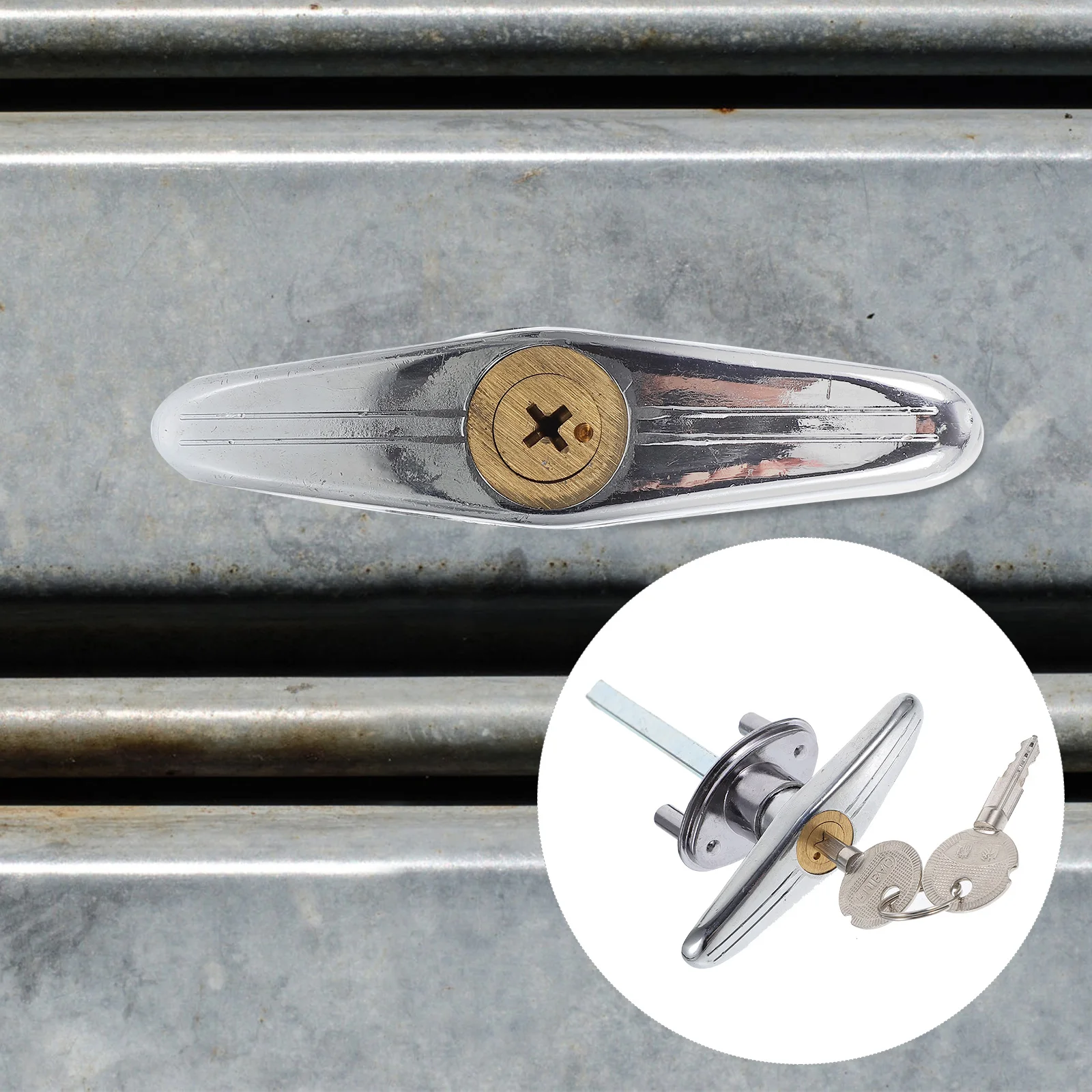 

1Set Garage Door Lock Kit with T Handle Emergency Release Lock for Shed Door Hardware Long Shaft Keyed Locking Mechanism
