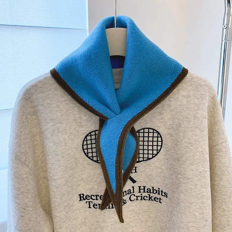 

Fashion 100% Wool Triangle Scarf Niche Wool Triangular Scarf Women Headscarf Knitted Scarf Multi-functional Warm Knitted Scarves