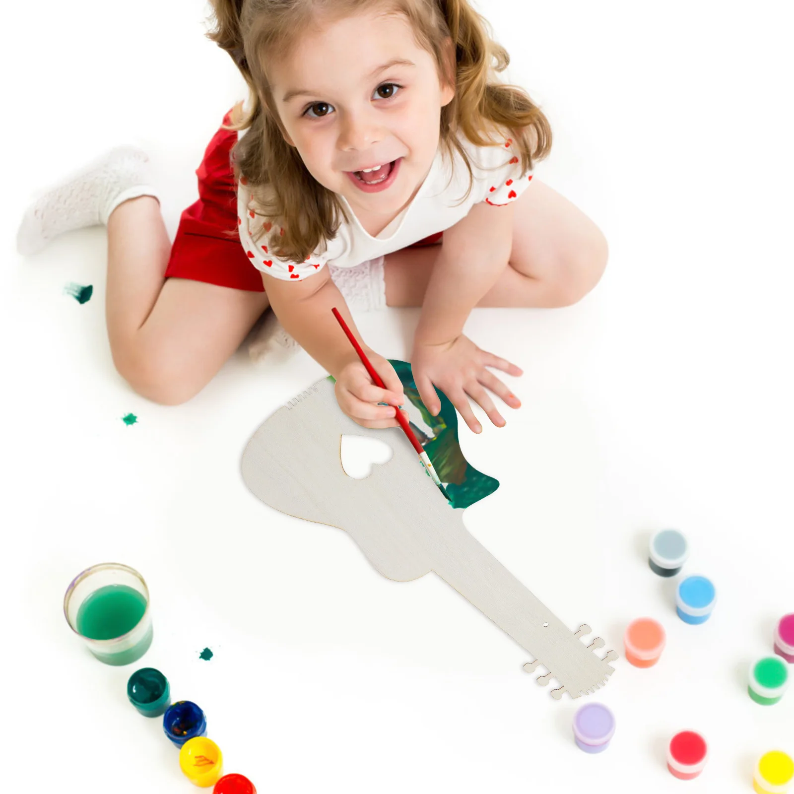 2Pcs DIY Painting Wooden Guitar Unfinished Kids Handmade Coloring Craft Creative Art Fun DIY Painting Wooden Guitar Toy