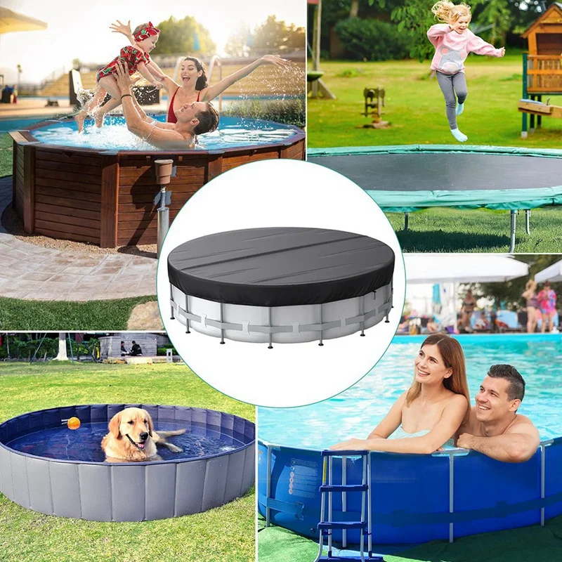 Black Swimming Pool Cover 12 Ft Round Pool Cover For Above Ground Pools, Hot Tub Cover Waterproof And Dustproof