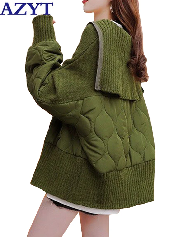 

Winter Warm Thicken Sweater Coats Women Cotton Patchwork knitwear cardigan female Sailor Collar knit women's jacket outwear