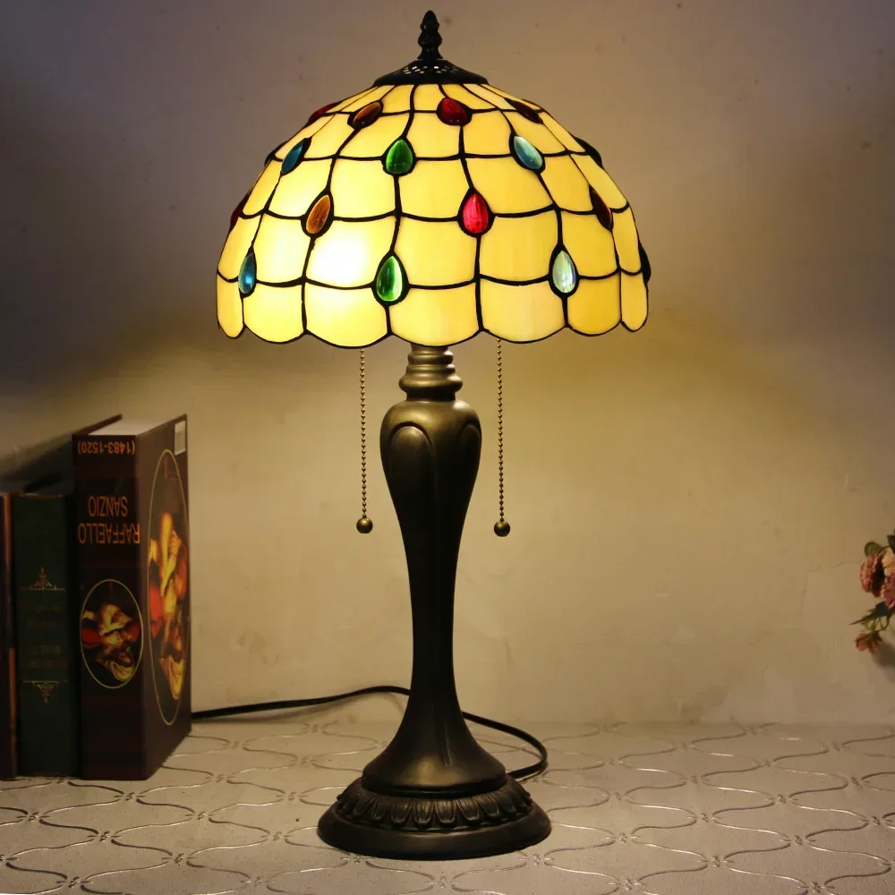 12 inch Tiffany slaapkamer nachtkastje licht Europese pastorale barokke decorlamp zacht licht leesstudie oogbescherming bureaulamp