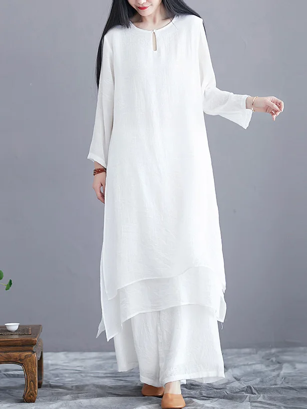

Chic Chinese Style Ice Silk Two-Piece Set Zen Dance Clothing Tea Ceremony Attire Monastic Wear Spring Summer Women's Fashion