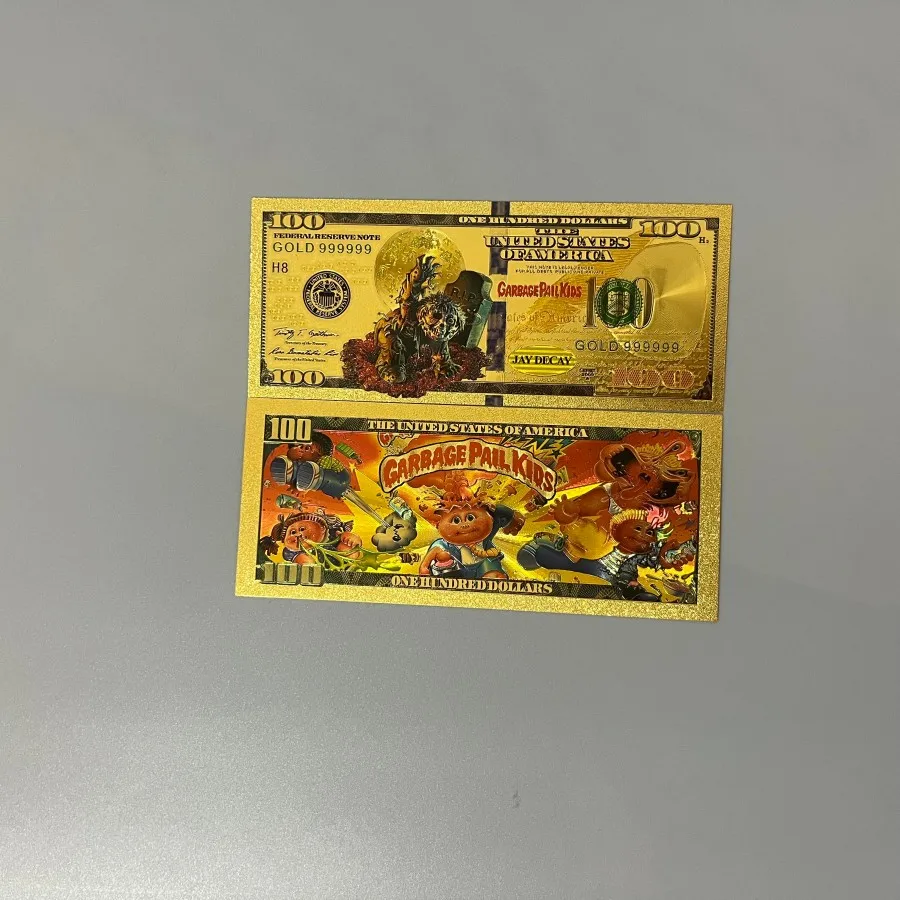 الولايات المتحدة الكرتون GARBAGEPAILKIDS الذهب احباط الأوراق النقدية أنيمي الأوراق النقدية لمحبي جمع فاتورة مطلية بالذهب الهدايا الحرفية مينيسو