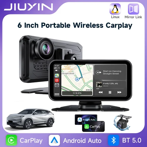Reproductor de vídeo Multimedia portátil para espejo de coche, Radio Universal, inalámbrico, Carplay, Android, pantalla automática, Bluetooth, AUX, pantalla táctil para coche