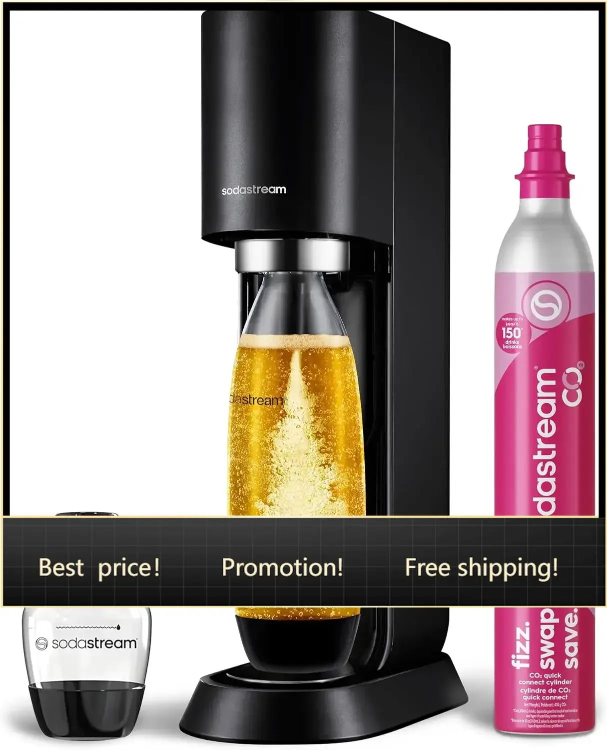 MIX™, Sparkling Drink maker & Soda Maker Kit, Carbonates Any Drink, With Dishwasher Safe Carbonating Bottles and 1 CO2