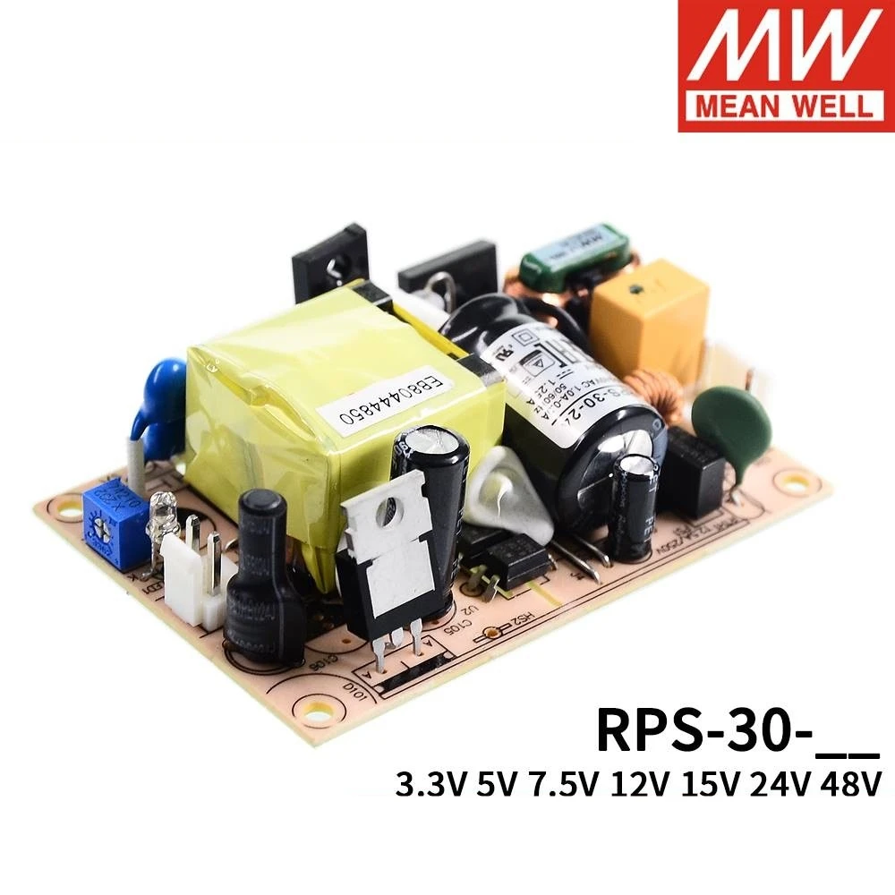 MEAN WELL Medical Switching Power Supply, PCB Baixo Vazamento, Corrente MW, RPS-30-5, RPS-30-7.5, RPS-30-12, RPS-30-15, RPS-30-24, RPS-30-48,