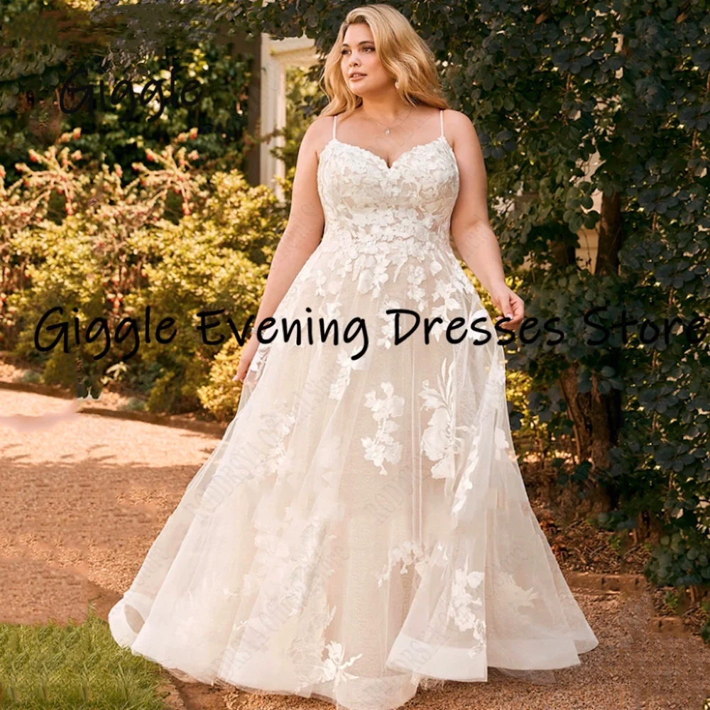 Giggle Sweetheart Neckline 2023 Wedding Dresses Flower Applique Plus Size Button Bride Dresses Sweep Train vestidos novias boda