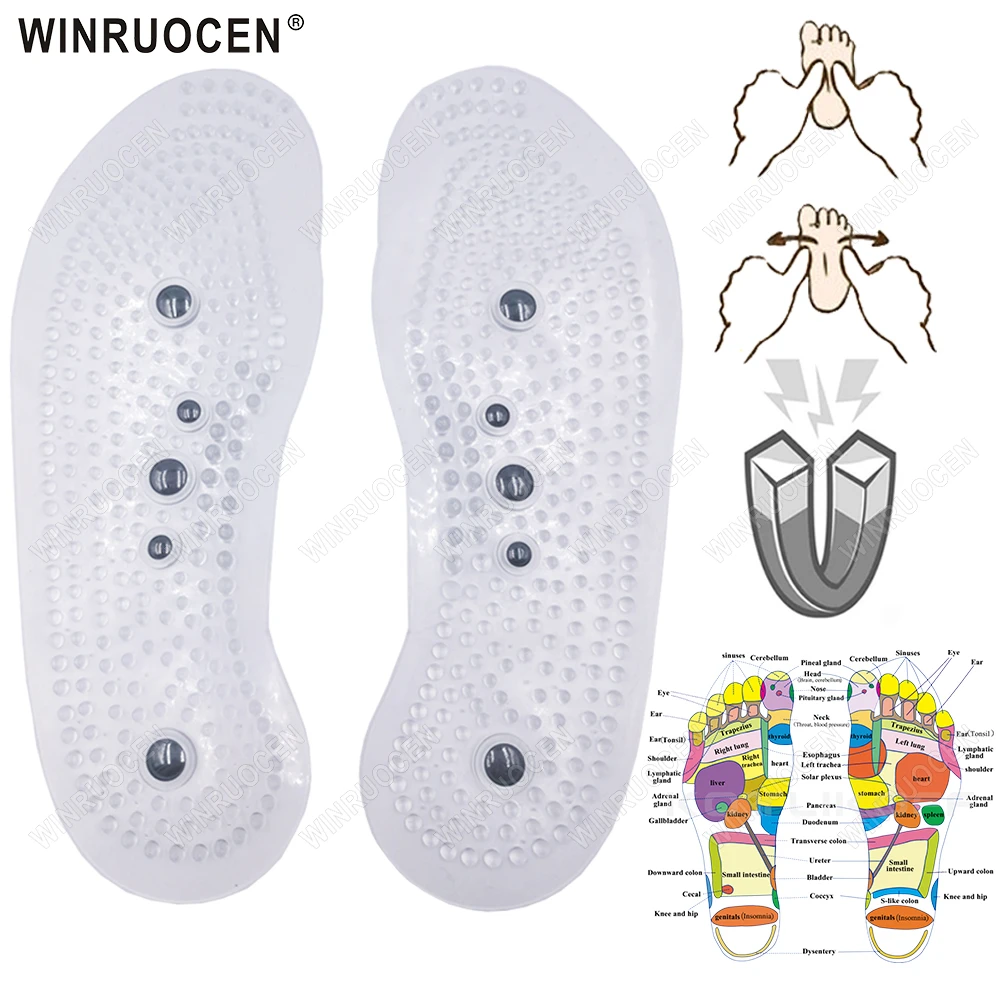 Akupressur auf Fußschuhen, Einlegesohle, Magnet, Massage, Silikon-Einlegesohlen für medizinische Männer, erhöhen die Zeit, Frauen, Gewicht verlieren, Schuhsohle