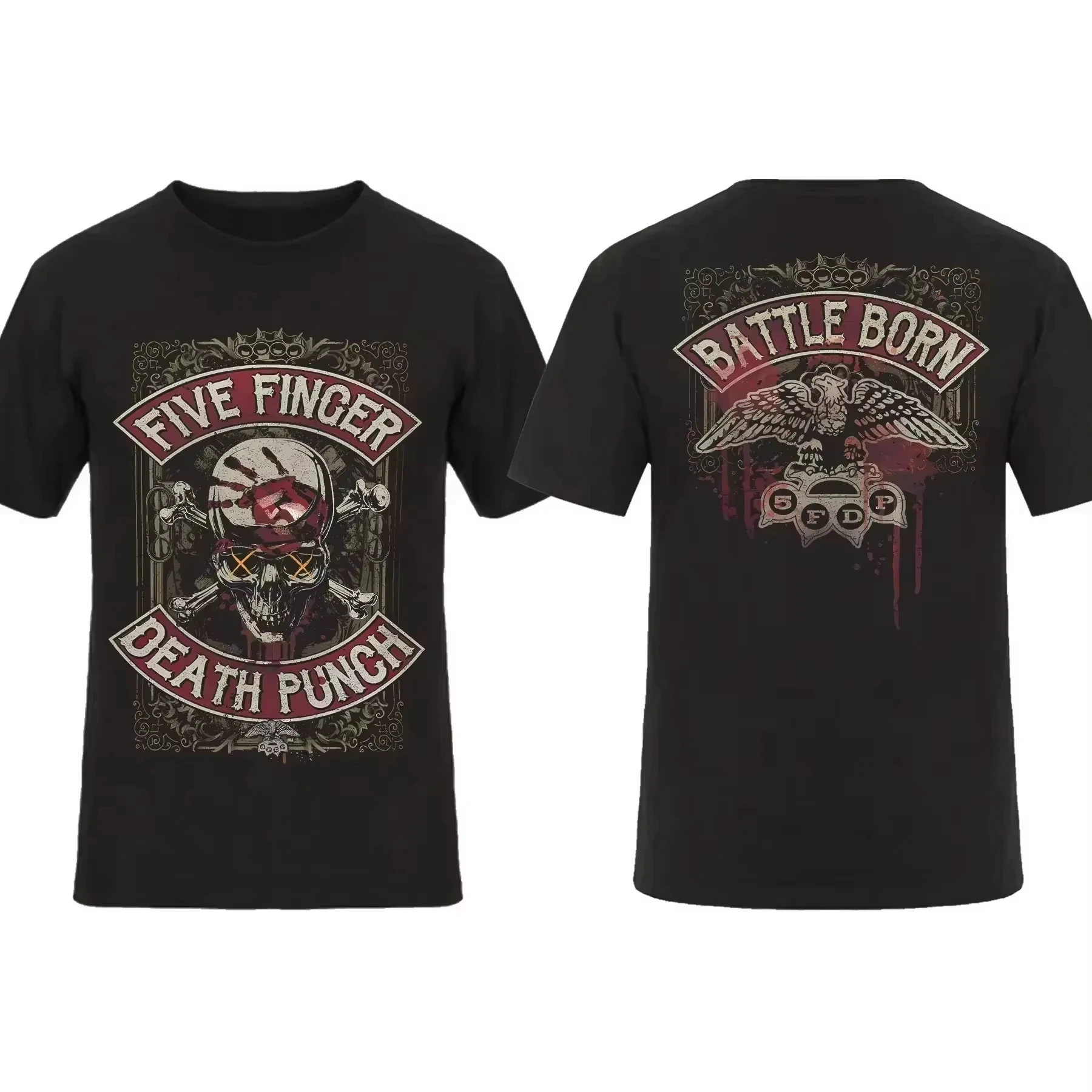 2025 أزياء الرجال تي شيرت الوجهين السائق Skully الأسود بواسطة خمسة أصابع الموت لكمة تي شيرت الجرافيك الشباب القماش الشارع الشهير S-4XL