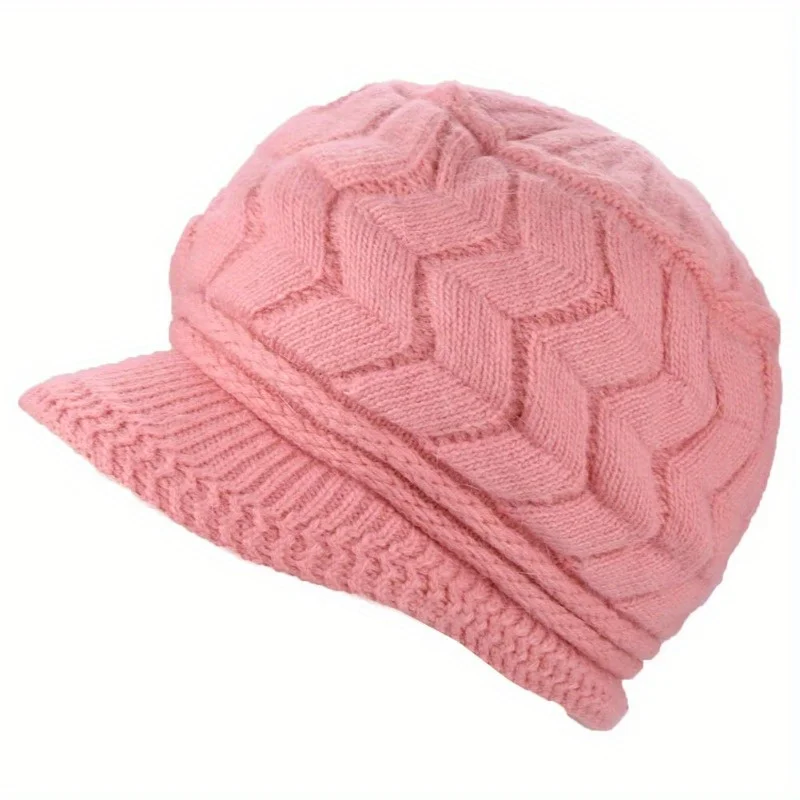 

Korean Fleece Hat Double Arrow Design Winter Warm Knit Cap For Women Fashion Casual Daily Outdoor Cold Weather
