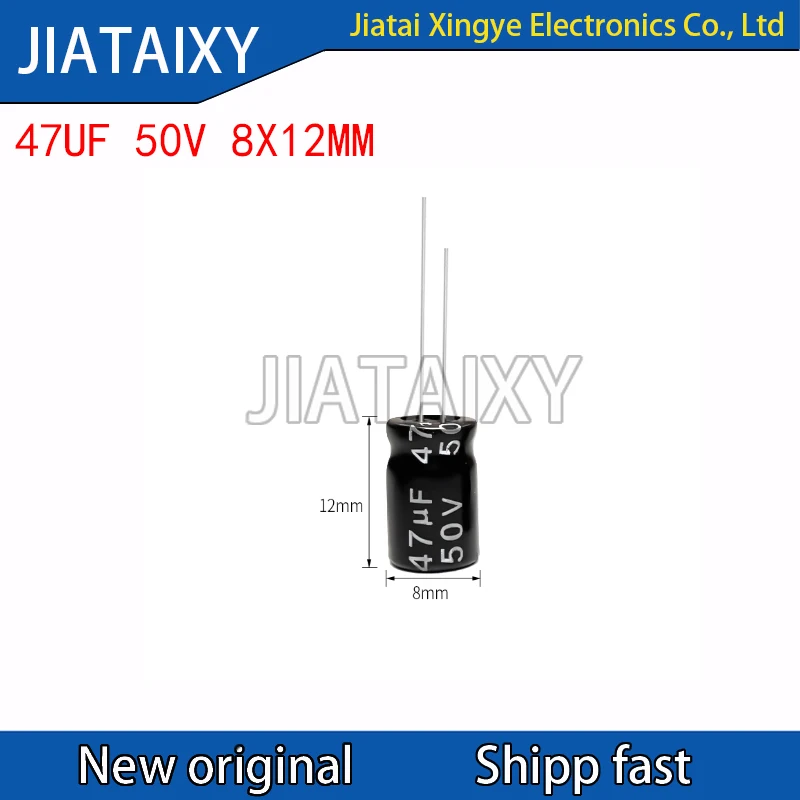 

10Pcs/Lot NP non-polar 50V47UF new plug-in electrolytic capacitor 47UF 50V 8X12MM 105 degrees